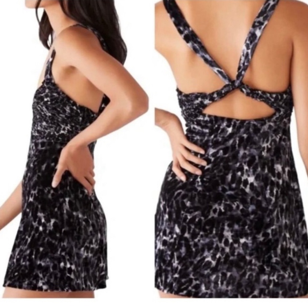 NWOT Free People Virgo Moon velvet animal print mini dress size XS